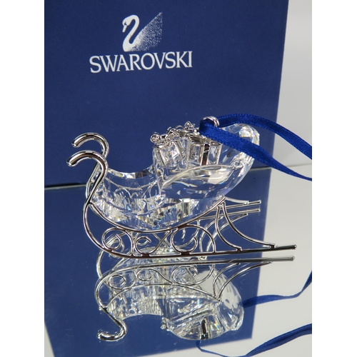 294 - Swarovski crystal classic Rhodium christmas sleigh with box. No 718995