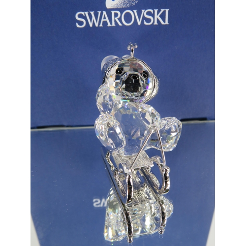 296 - Swarovski crystal Kris bear on a sleigh with box. No 718990