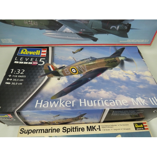 806 - Three Revell 1:32 Scale model Plastic Model Kits of Aircraft.  All in unused condition with original... 