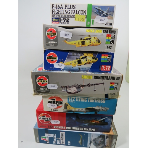 807 - Seven Airfix Plastic Scale Model Aircraft Kits. All in unused condition with original boxes. See pho... 