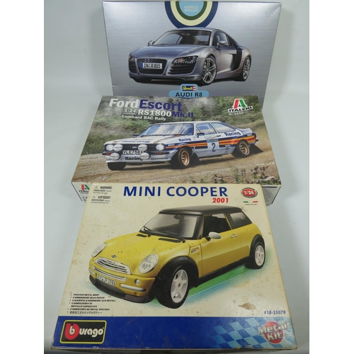 808 - Three Boxed Scale Model Kits of Cars. All in unused condition with original boxes. See photos for de... 