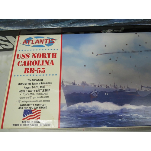 810 - Three Large Plastic Scale Model Kits of Warships by Revell & Tamiya. All in unused condition with or... 