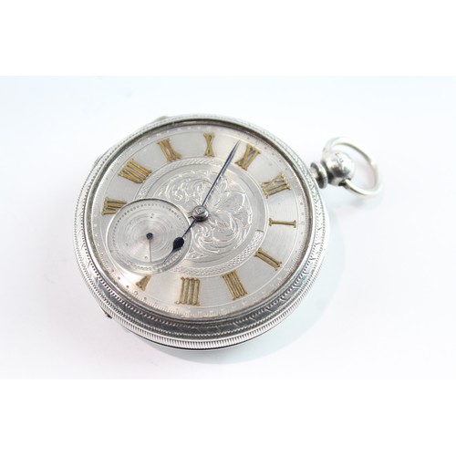 665 - 925 Silver John Forrest Open Face Pocket Watch Key-Wind Working 2395925