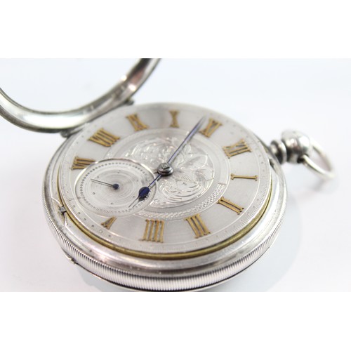 665 - 925 Silver John Forrest Open Face Pocket Watch Key-Wind Working 2395925