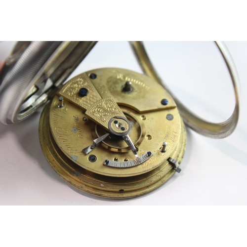 665 - 925 Silver John Forrest Open Face Pocket Watch Key-Wind Working 2395925