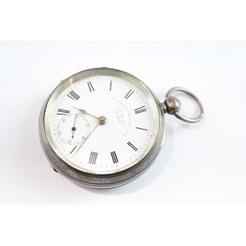 666 - 925 Silver JG Graves Open Face Pocket Watch Key-Wind Working 2395941