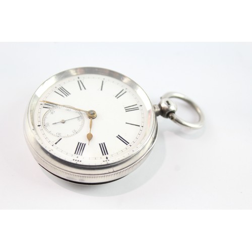 668 - 925 Silver Open Face Fusee Pocket Watch Key-Wind Working 2395923