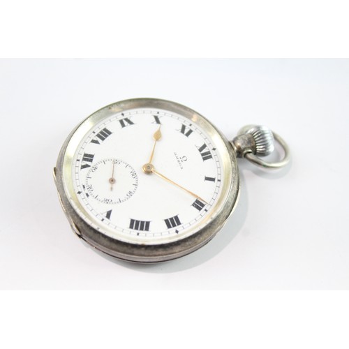 671 - 925 Silver Vintage Omega Open Face Pocket Watch Hand-Wind Spares/Repairs 2395926