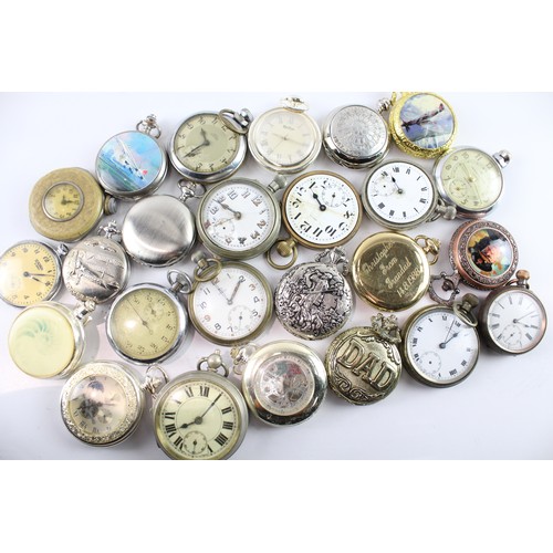 674 - Job Lot Assorted Vintage/Later Pocket Watches Quartz/Mechanical UNTESTED x 25 411932