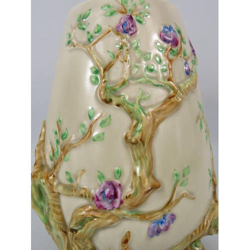 303 - Clarice cliff Newport pottery vase hand painted and decorated in the Cherry tree pattern, model no 9... 