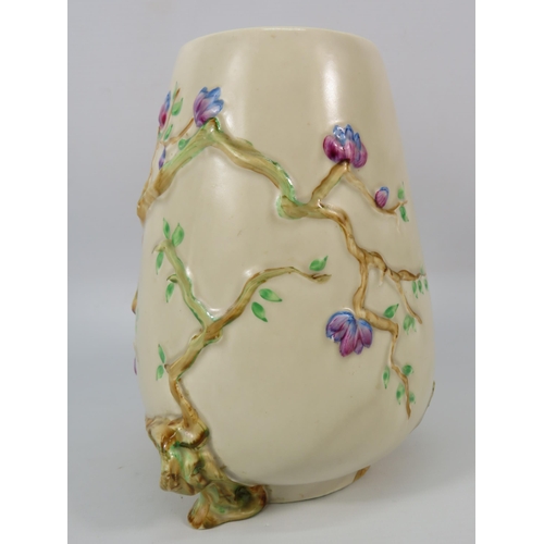 303 - Clarice cliff Newport pottery vase hand painted and decorated in the Cherry tree pattern, model no 9... 