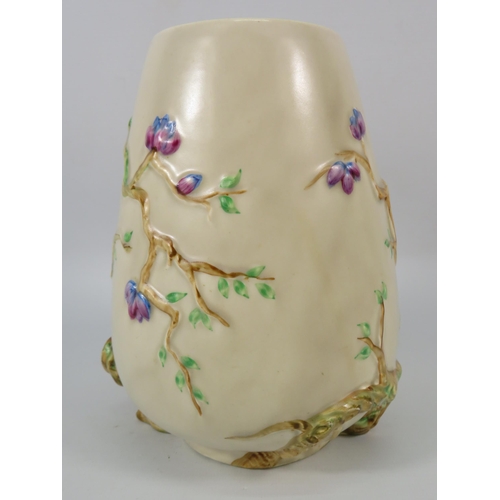 303 - Clarice cliff Newport pottery vase hand painted and decorated in the Cherry tree pattern, model no 9... 