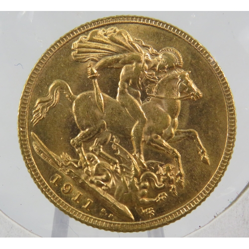 317 - 1911 George Vth Full Sovereign in Nearly Extremely Fine condition,  see pics.