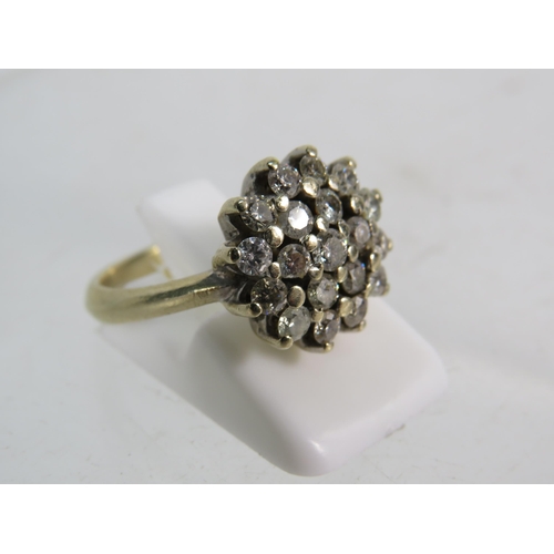 328 - 18ct Gold Diamond cluster ring (approx 3/4 cts of diamonds ) finger size 