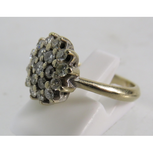 328 - 18ct Gold Diamond cluster ring (approx 3/4 cts of diamonds ) finger size 