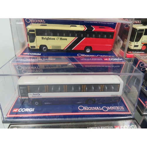 883 - Corgi Blackpool Bus Gift Set plus six Corgi Original Omnibus Collection Coaches. All boxed and unuse... 