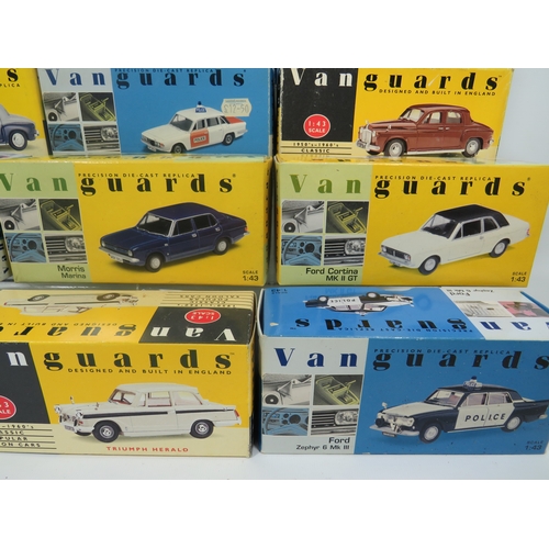 884 - Twelve 1:44 Scale Die Cast Models by Vanguards.  All boxed and in unused condition. See photos for d... 