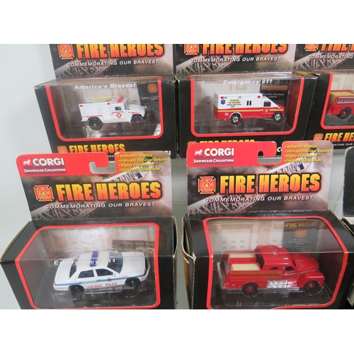 891 - Nine Corgi Showcase Selection Firefighting vehicles. All in boxed and unused condition. See photos.