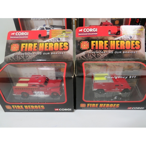 891 - Nine Corgi Showcase Selection Firefighting vehicles. All in boxed and unused condition. See photos.