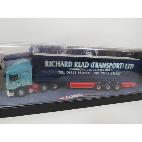 892 - Large Boxed Corgi Powder Tanker plus large Artic and Trailer in hinged fronted perspex case. Both in... 