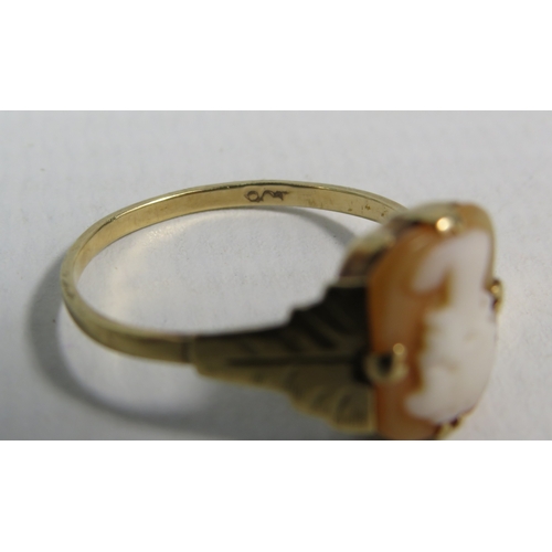 347 - 9ct gold Cameo set ring, finger size 