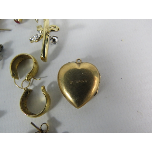 361 - 9ct gold back and front locket plus a selection of vintage costume jewellery.