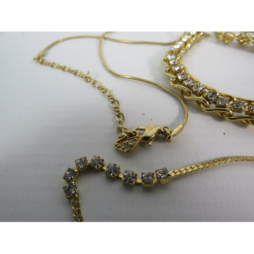 365 - Gold tone Swaroski crystal necklaces, earrings etc.