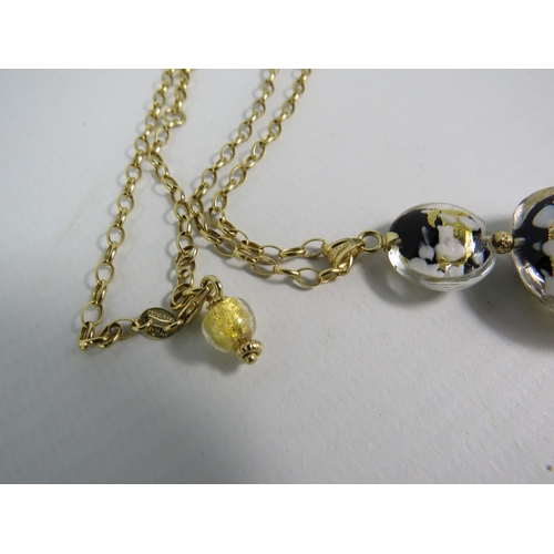 370 - 14ct gold Murano glass pendant and earrings on a 18