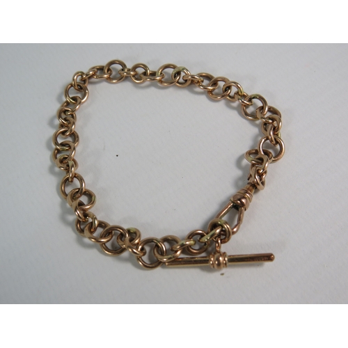 373 - Vintage 9ct Rose gold bracelet with T bar, 8