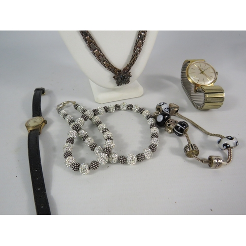 383 - Mixed lot to include a Sterling silver necklace etc and Two vintage Oris mechanical wristwatches.