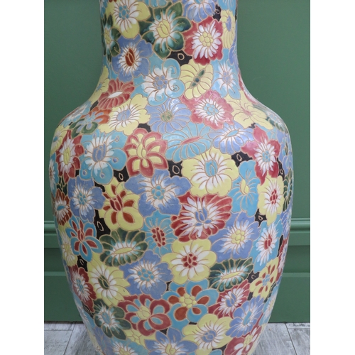 409 - Extra large Asian earthenware floor vase decorated with crythansium's, 40.5