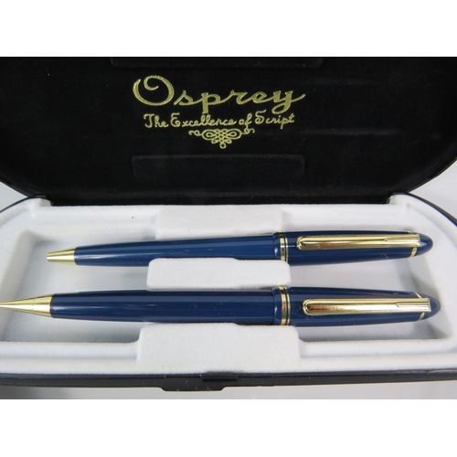 418 - Osprey pen set, Parker roller ball pen etc.