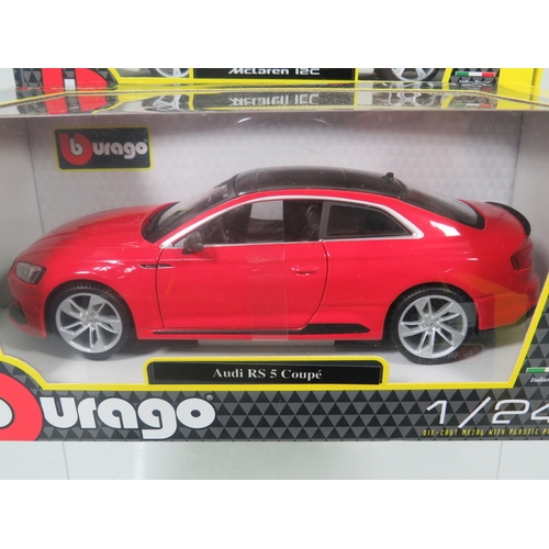 903 - Three Burago 1:24 Die Cast Scale models of cars in original boxes. See photos for details.