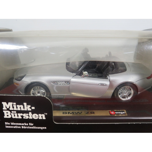 904 - Three Burago 1:24 Die Cast Scale models of cars in original boxes. See photos for details.