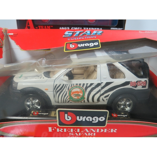 905 - Three Burago 1:24 Die Cast Scale models of cars in original boxes. See photos for details.