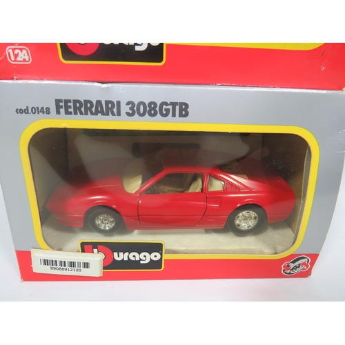 907 - Three Burago 1:24 Die Cast Scale models of cars in original boxes. See photos for details.