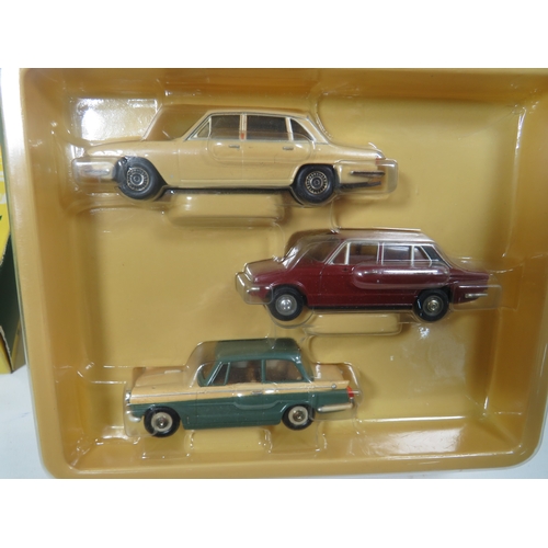 915 - Six Vanguard Die Cast Models plus Vanguard Nottingham Police gift set together with Triumph 100 year... 