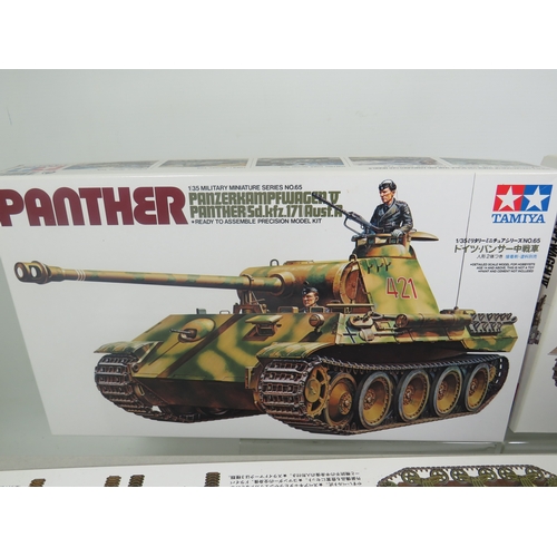 928 - Four Tamiya Plastic Model Tank Kits which are in boxed and unused condition.  See photos for details... 