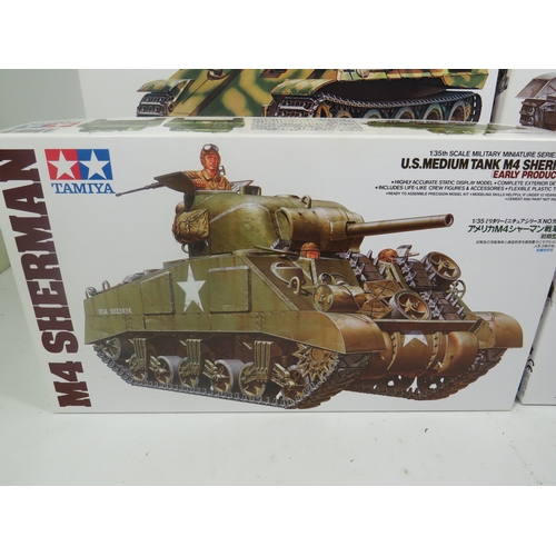 928 - Four Tamiya Plastic Model Tank Kits which are in boxed and unused condition.  See photos for details... 