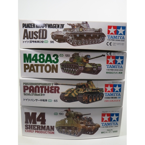 928 - Four Tamiya Plastic Model Tank Kits which are in boxed and unused condition.  See photos for details... 