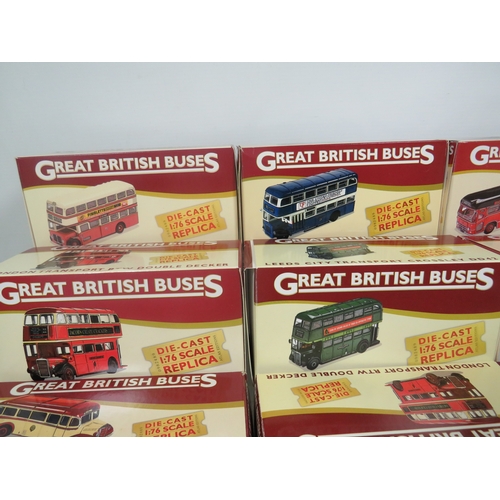 930 - Twelve Die Cast Scale Models of Great British Buses by Atlas. All boxed and in unused condition. See... 