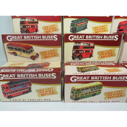 930 - Twelve Die Cast Scale Models of Great British Buses by Atlas. All boxed and in unused condition. See... 