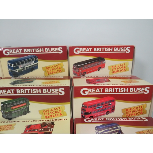 930 - Twelve Die Cast Scale Models of Great British Buses by Atlas. All boxed and in unused condition. See... 