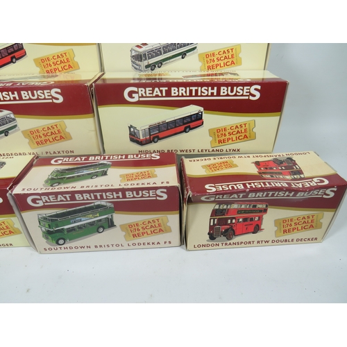 931 - Ten Atlas 1:76+ Die Cast Models of Coaches and buses. All boxed and in unused condition. See photos.