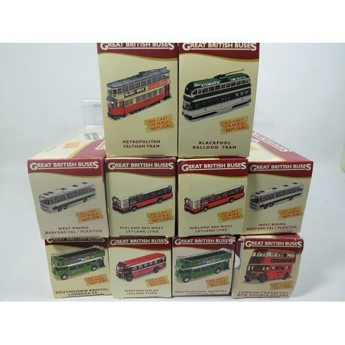 931 - Ten Atlas 1:76+ Die Cast Models of Coaches and buses. All boxed and in unused condition. See photos.