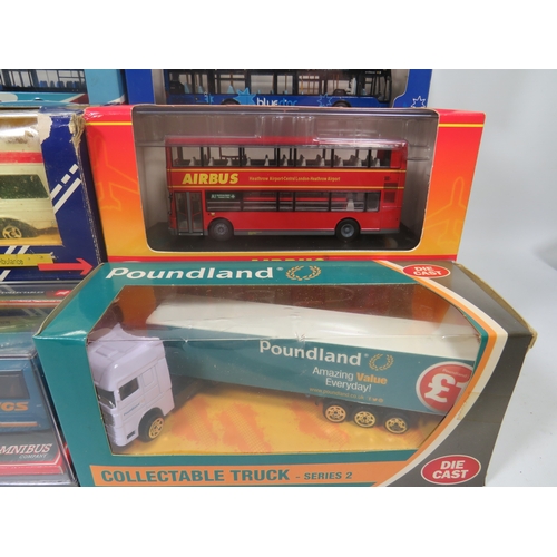 941 - Eight Die Cast models of Buses and Trucks by makers such as Corgi, Oxford etc.  See photos.