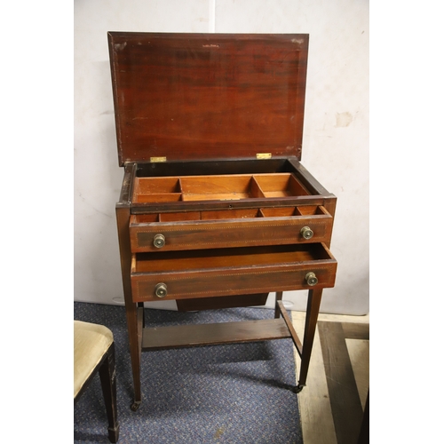 1229 - Dealers mixed lot to include chairs, Repro chest plus work/sewing table.   See photos  Courier or co... 