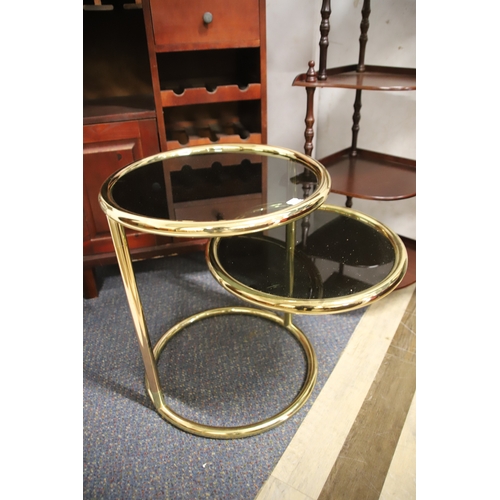 1236 - Dealeers lot comprising wine stand, What not, Golden glass side table . Wine rack H:36 x W:26 x D:15... 