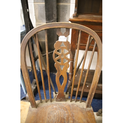 1259 - Two Vintage Wheelback chairs with Crinoline Stretcher. In as found condition and would benefit from ... 