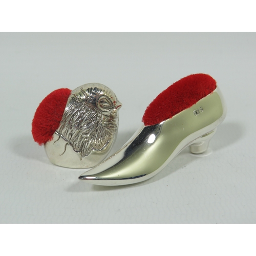 1008 - Two 925 Sterling Silver Pin cushions.   Longest measures approx 52mm long. See photos